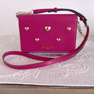 Karl Lagerfeld Paris Like New Connie Leather Crossbody Bag with Heart Accents